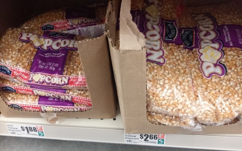 Regular, plain, bagged popcorn. 