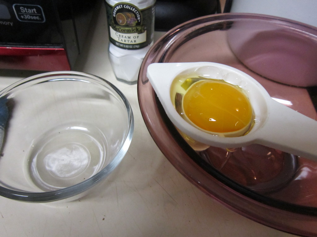 Yolks and whites need to be completely separated. 