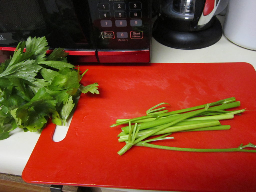 This is re-grown celery from the garden. 