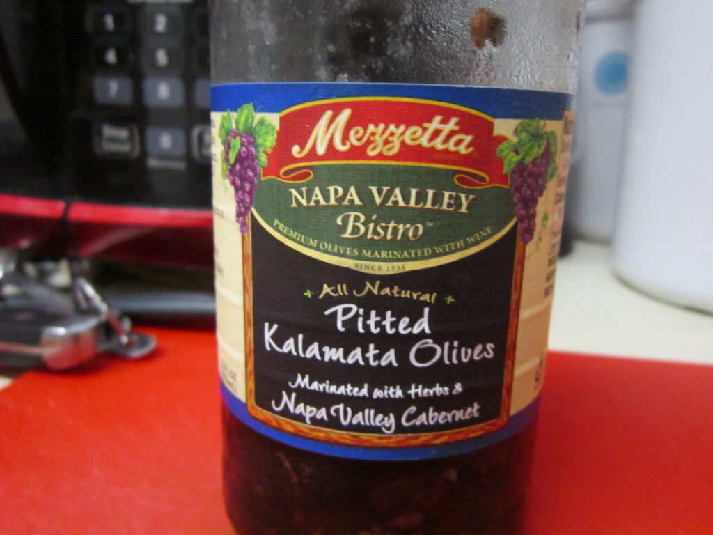 Kalamata olives. Watch out for pits, some have them. 