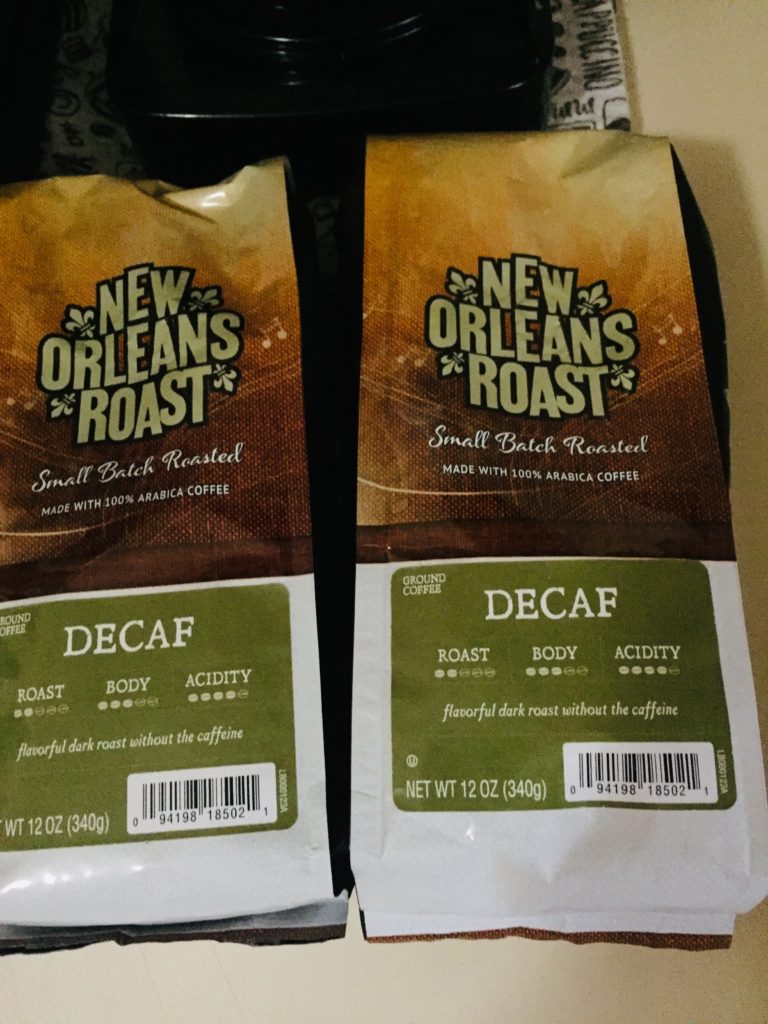 Two bags of DEcaf New Orleans Roast