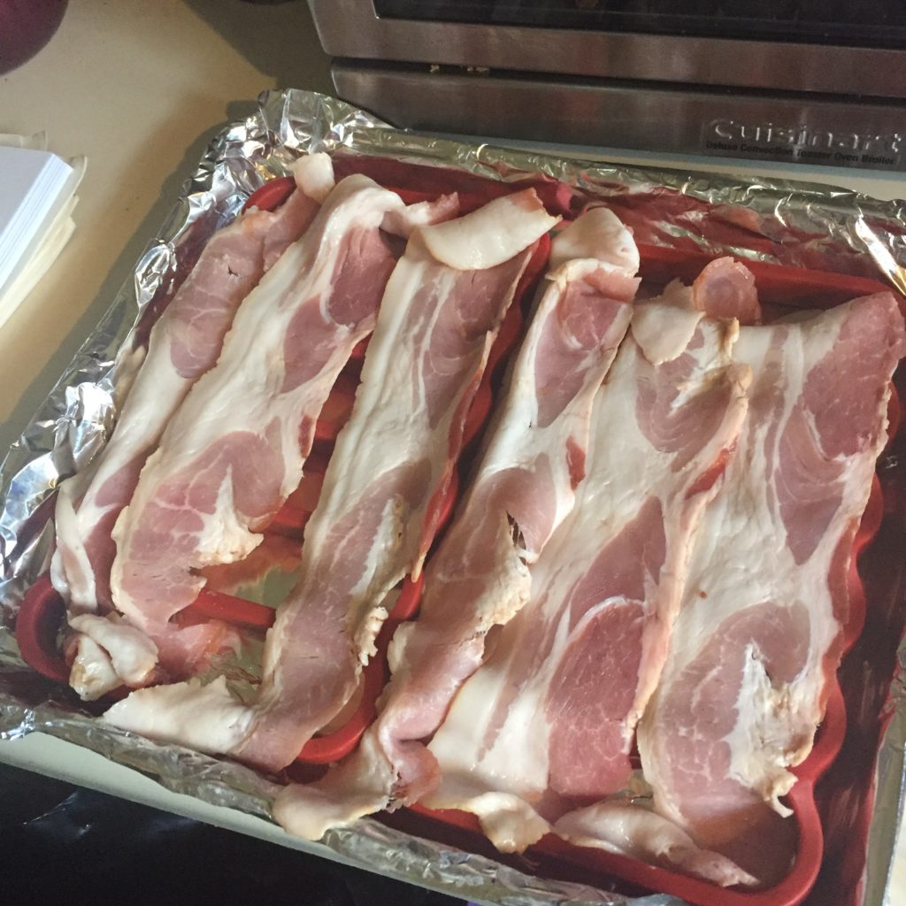 Bacon cooking for keto frittata