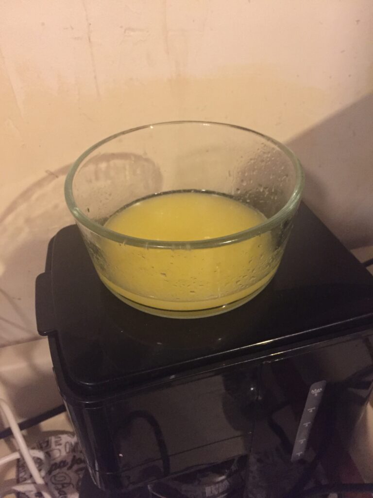 Melted butter in a bowl