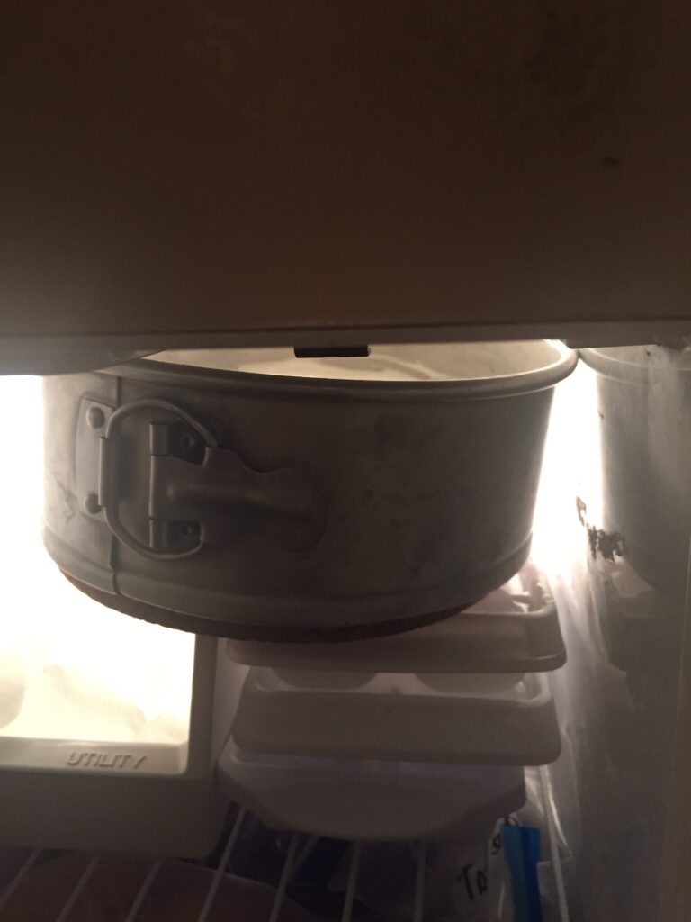Cheesecake in freezer