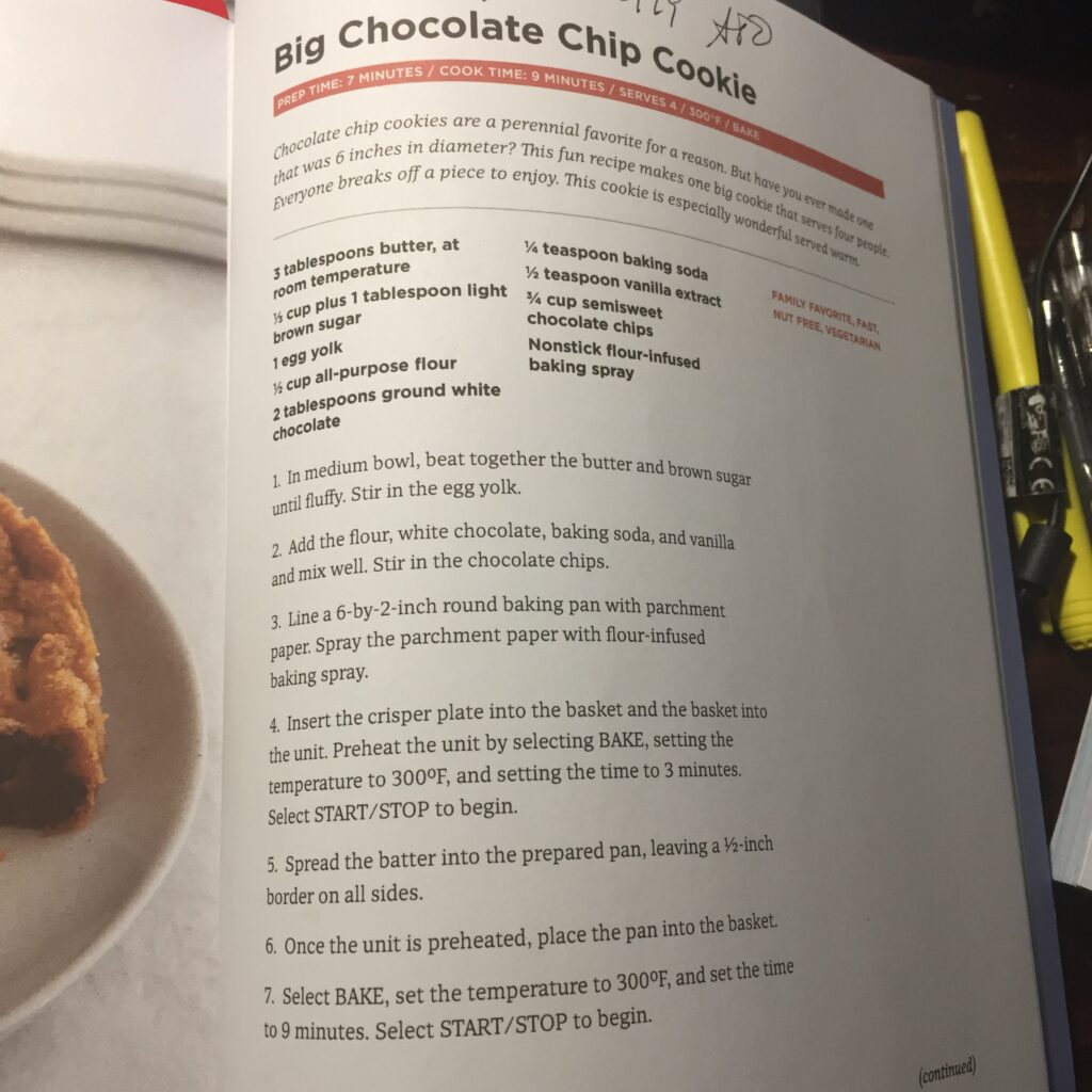 Recipe for air fryer chocolate chip cookie 