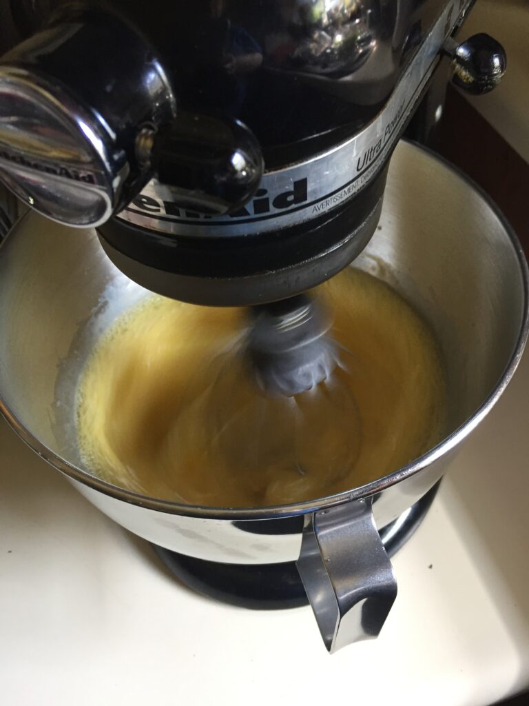 Beating eggs in the KitchenAid stand mixer
