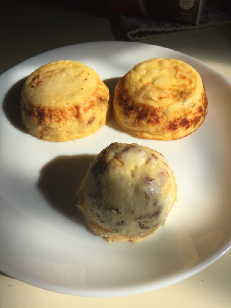 Hormel egg bites with Amy's bacon egg cheese version