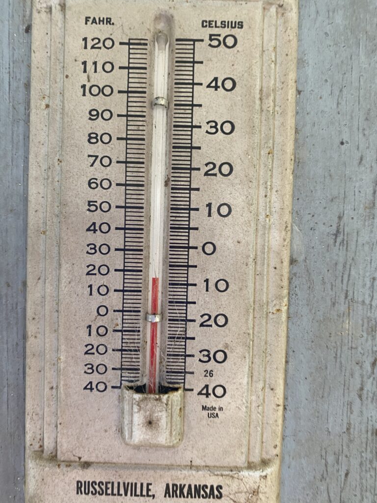 Fifteen degrees on the thermometer