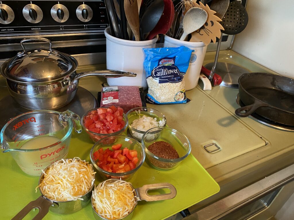 Cut veg and measured ingredients