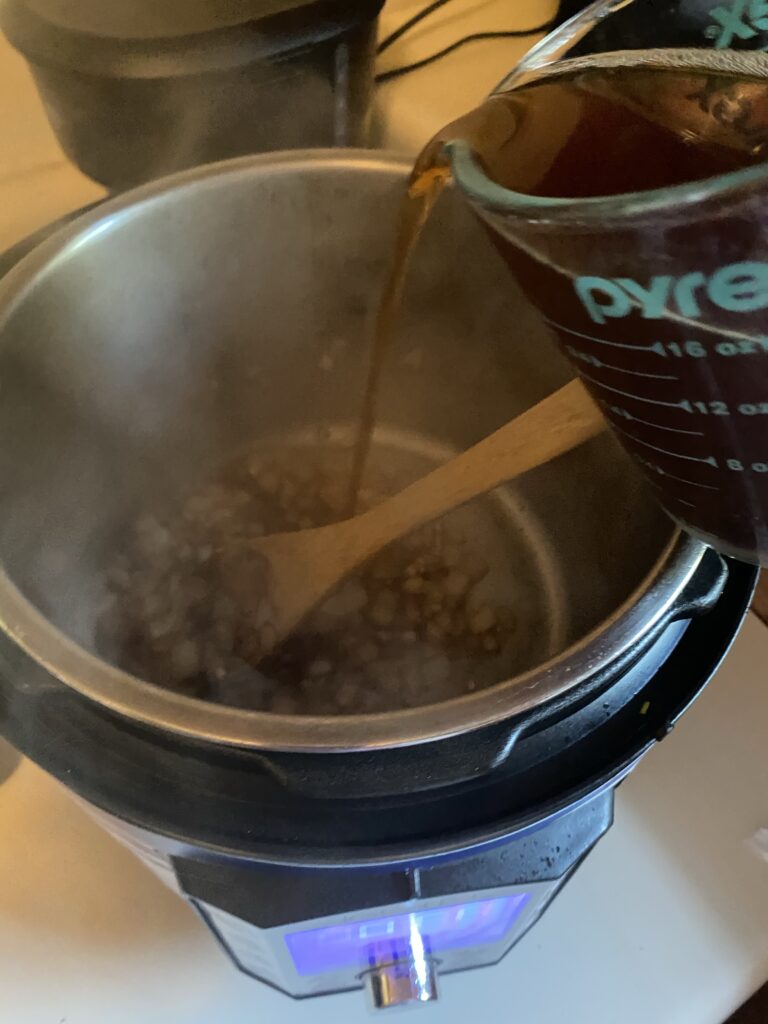 Liquids added to instant pot