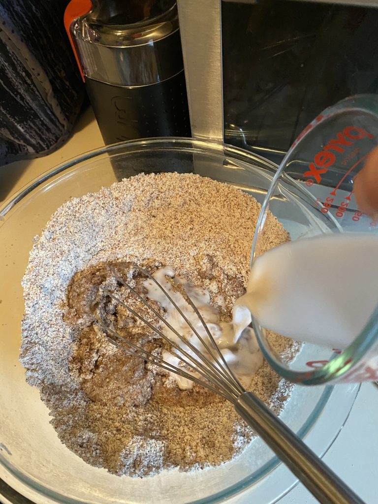 Pouring almond milk