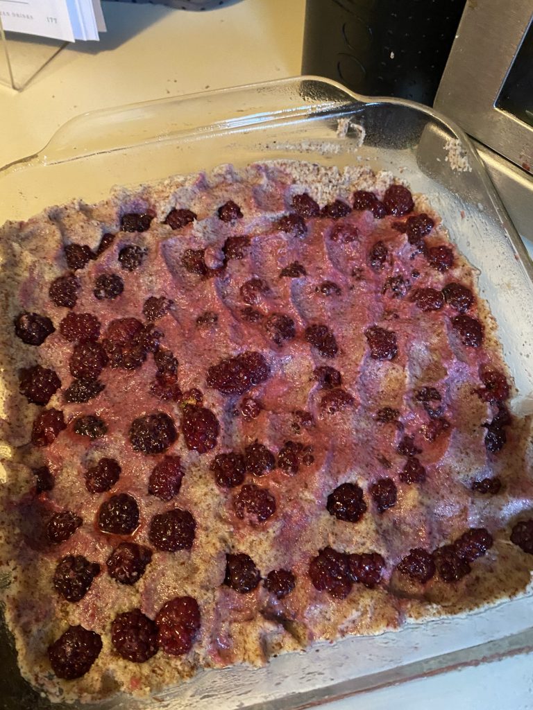 Berries pressed into batter