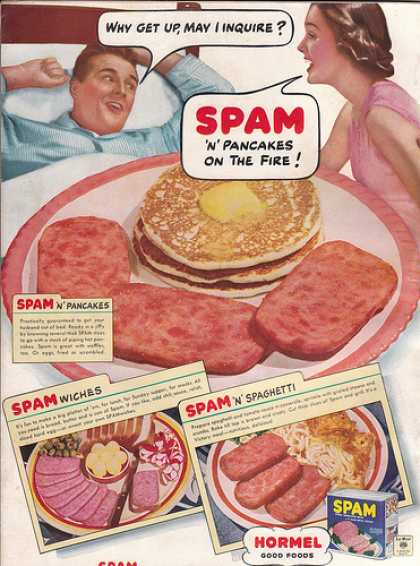 Spam and pancakes ad from 1946