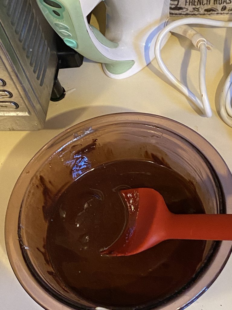 Melted chocolate and butter stirred together