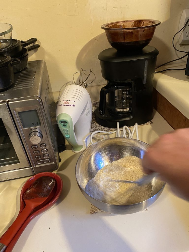 Mixture eof almon flour, baking powedere and kosher salt