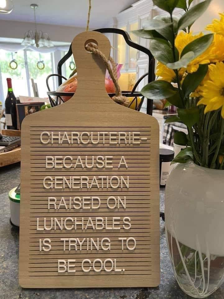 Charc humor on a cutting board