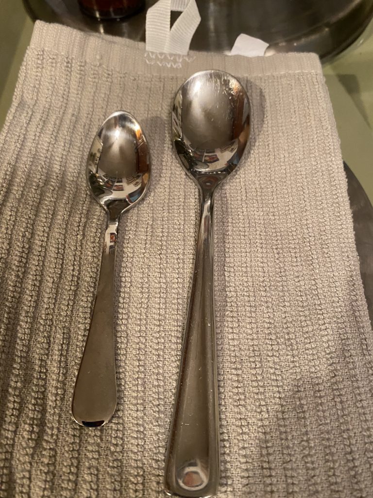 Cocktail spoon and regular spoon for Salsa Macha