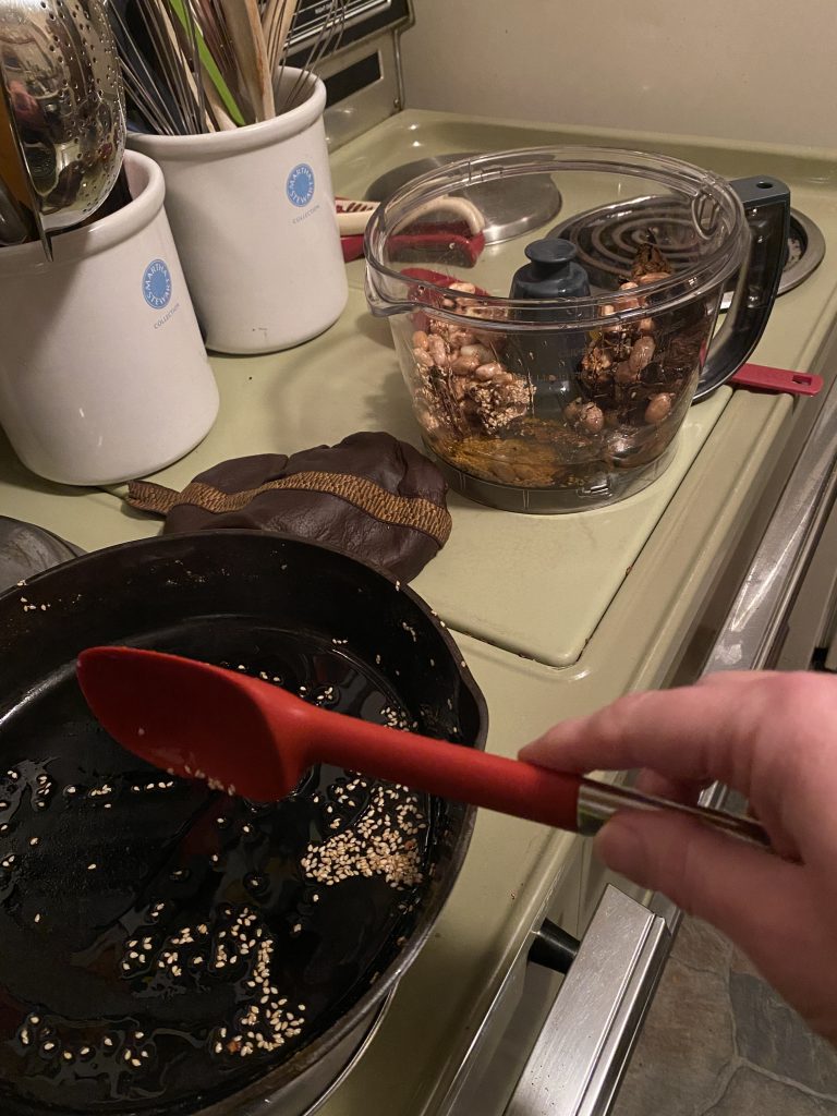 Clearing out the pan