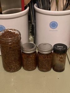 Jars of salsa macha