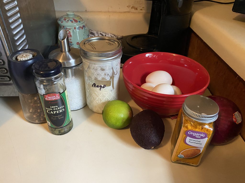 Ingredients for keto egg salad 