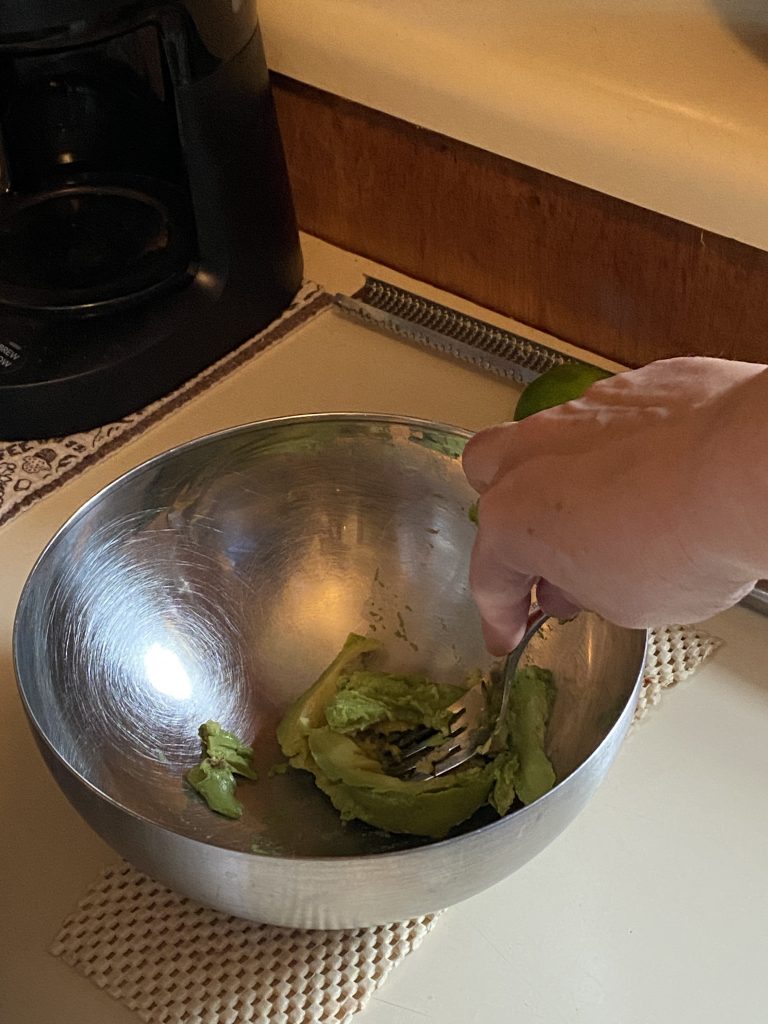 Mashing avocado