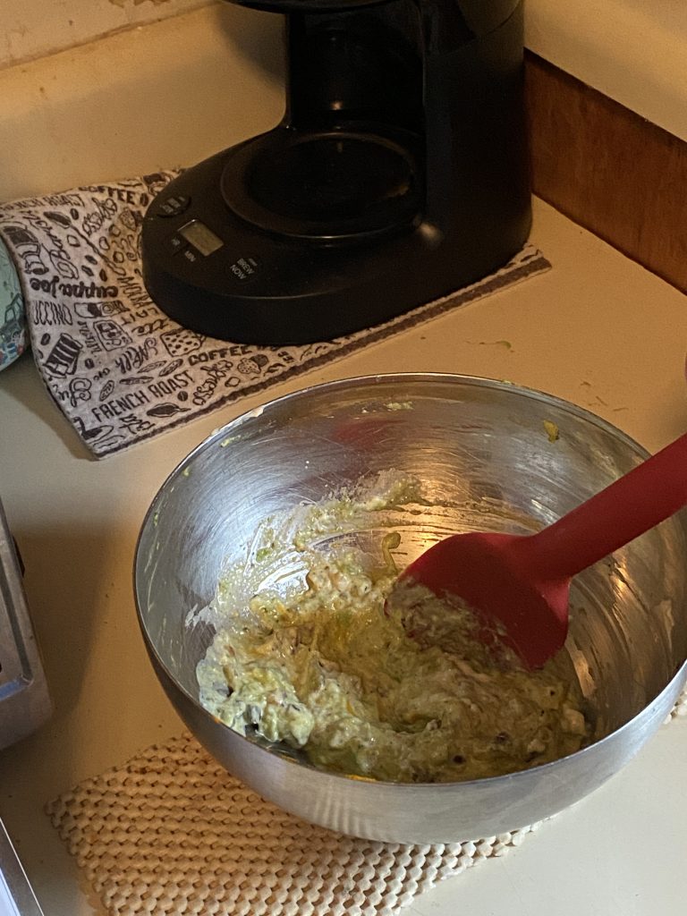 Stirring the keto egg salad