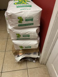 Stack of large bags of masa harina in Los Primos