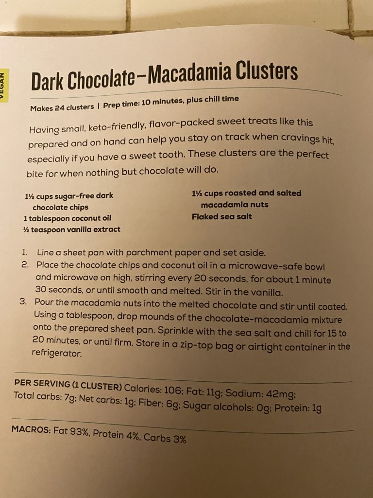 Picture of chocolate macadamia clusters recipe