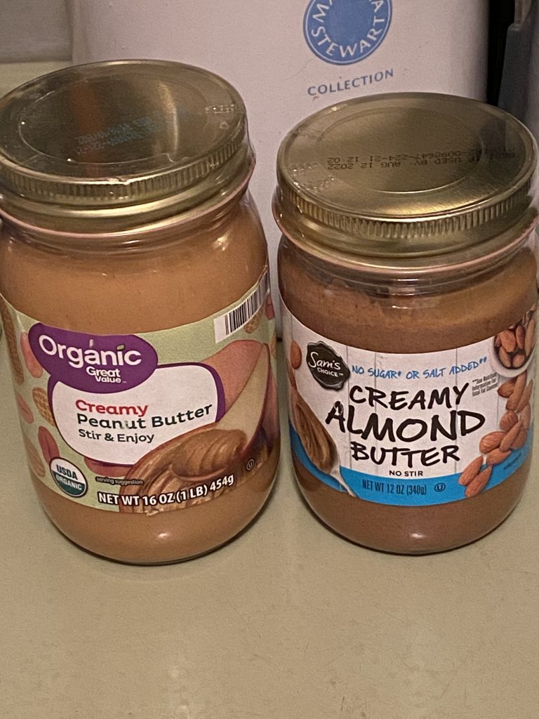 Organic peanut butter and almond butter