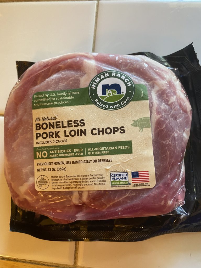 Pack of two pork chops from meat box