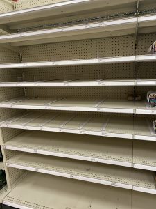 Empty cat food shelves in Target