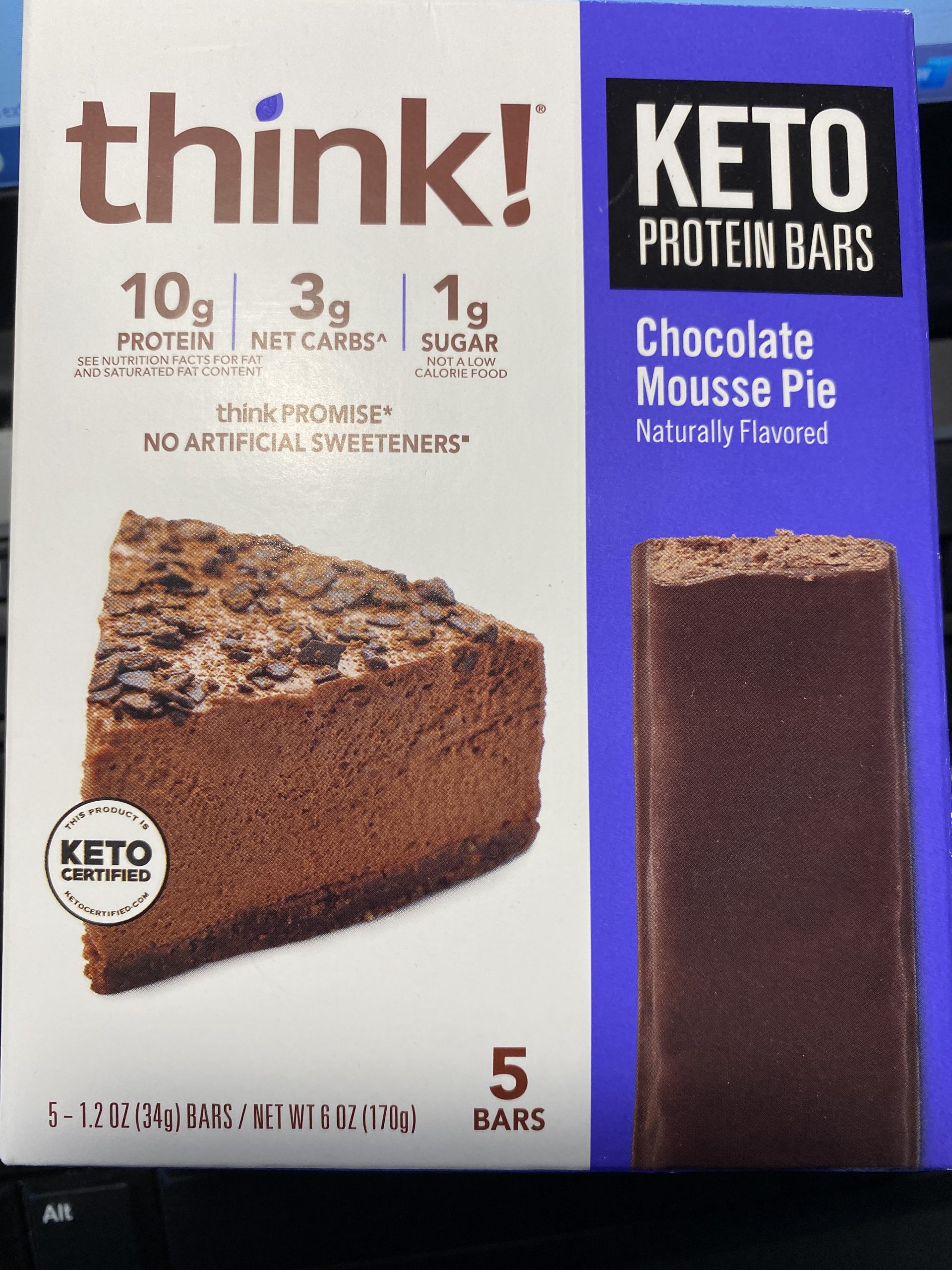 think! Chocolate Mousse Pie Keto Bar box