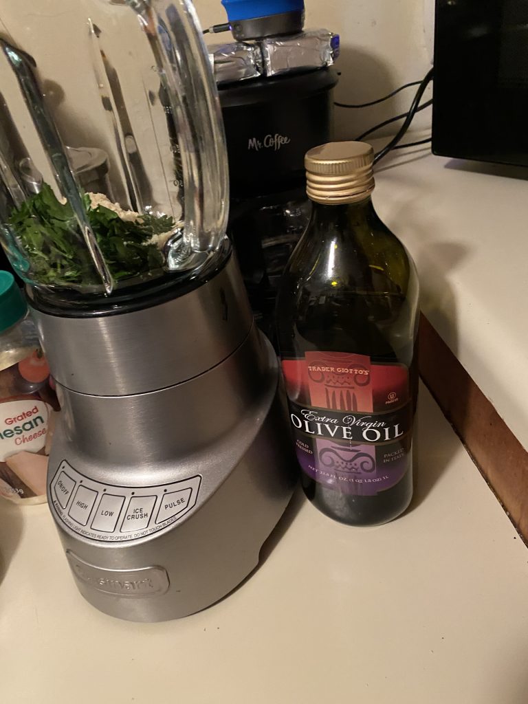 Blender with olive oil