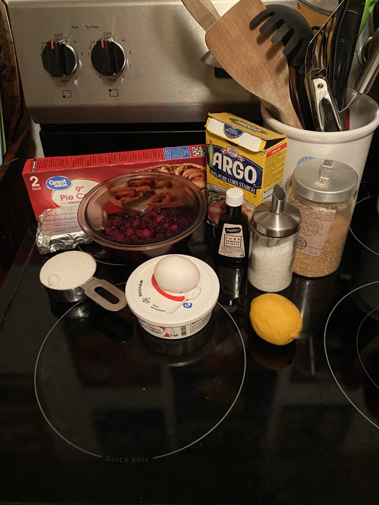 Ingredients for blackberry cheesecake galette