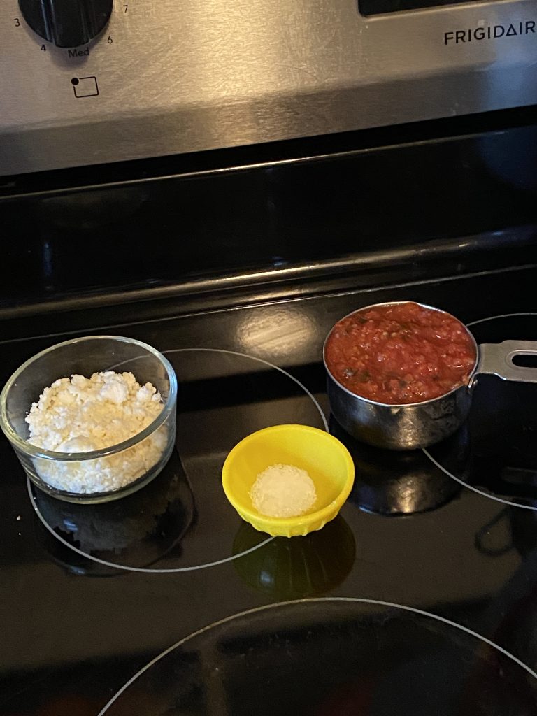 Measured ingredients in cups