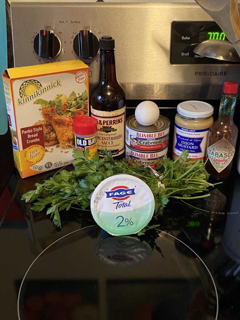 Ingredients for air fryer crab cakes