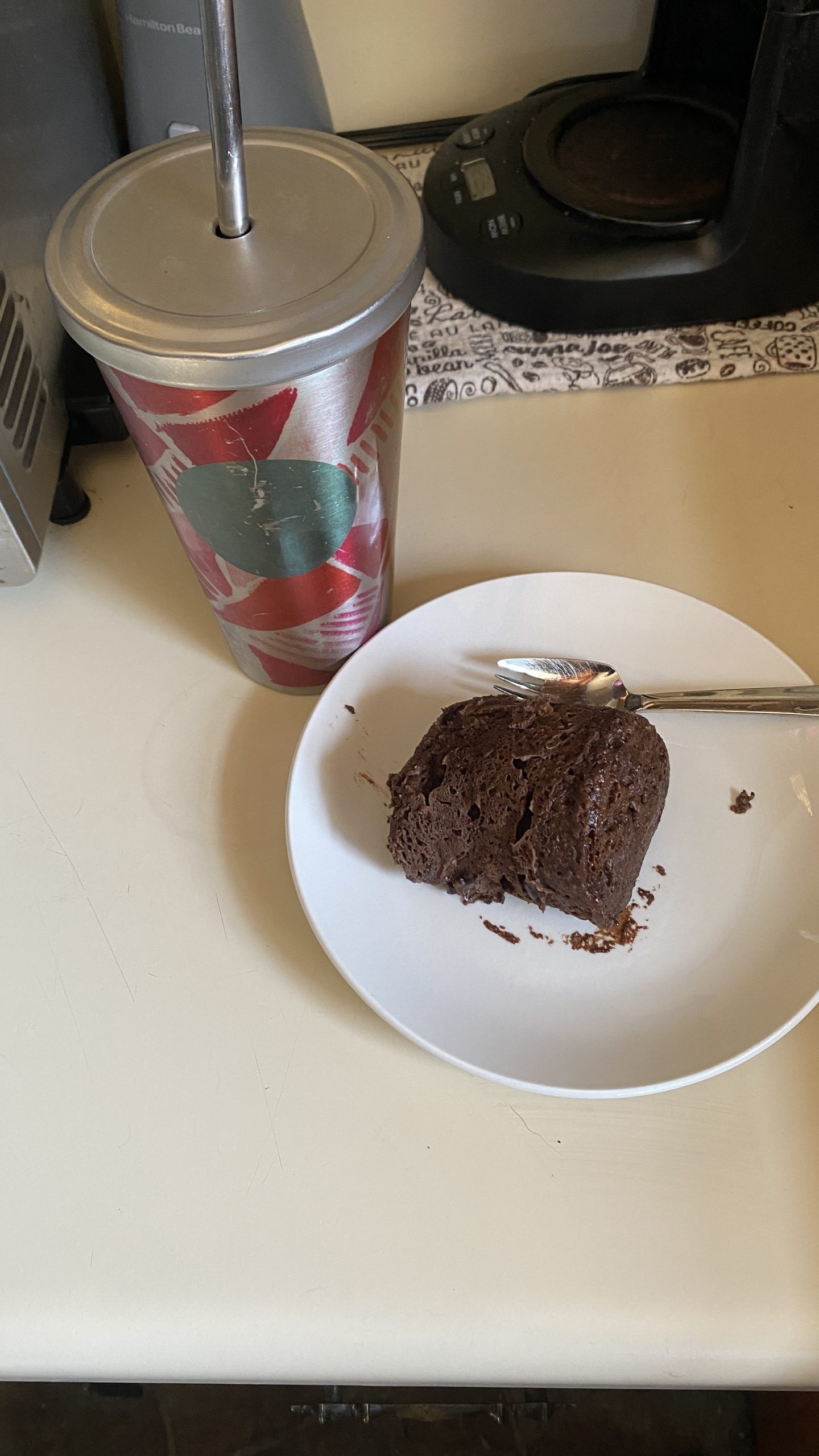 Double chocolate mug cake on a plate