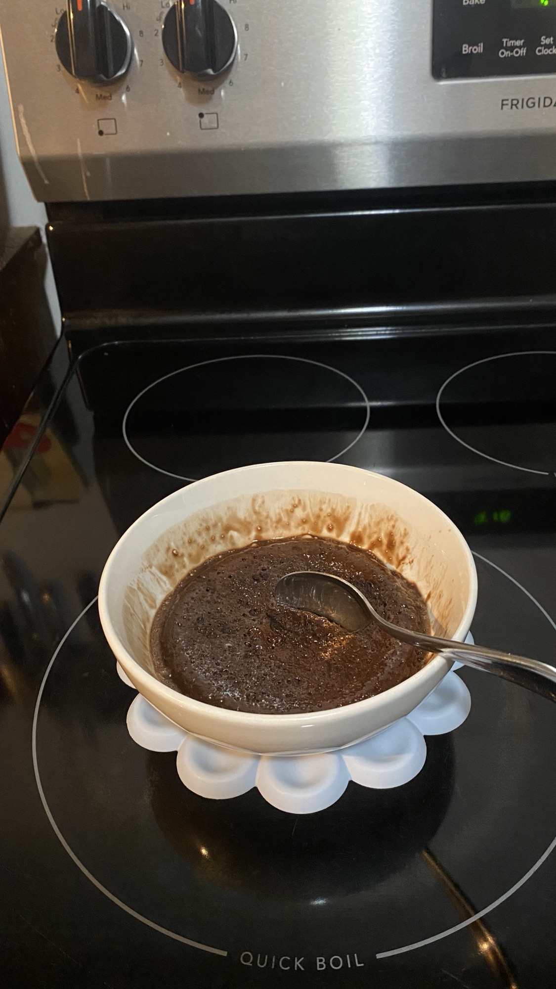 Chocolate Pudding Cake In Bowl With Spoon