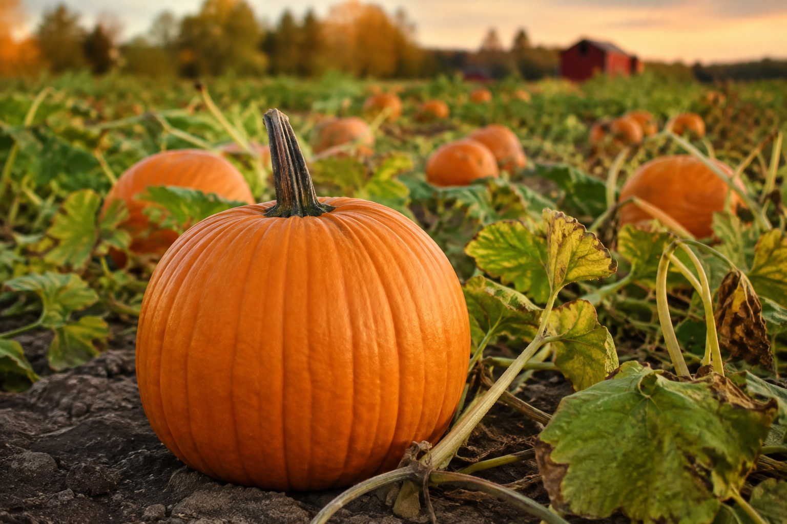 AI generated image of a pumpkin in a pumpkin patch